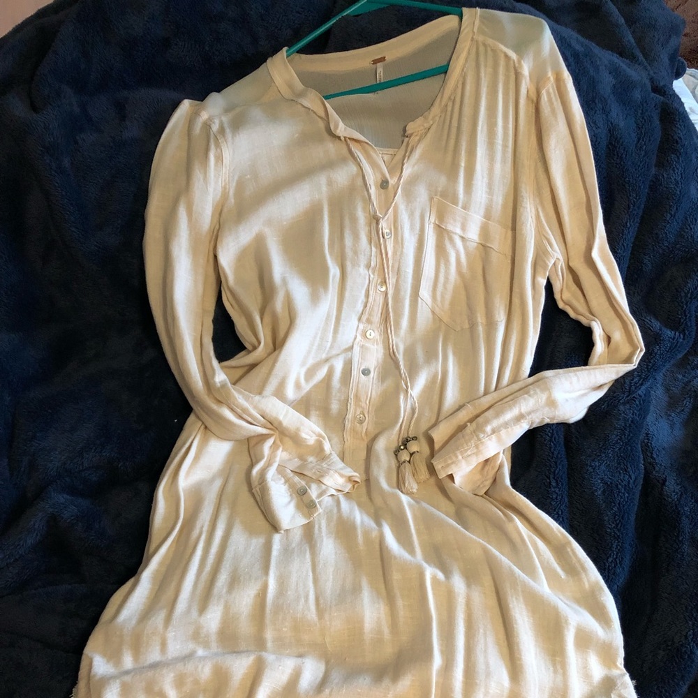 Free People ivory linen dress ankle-length 14